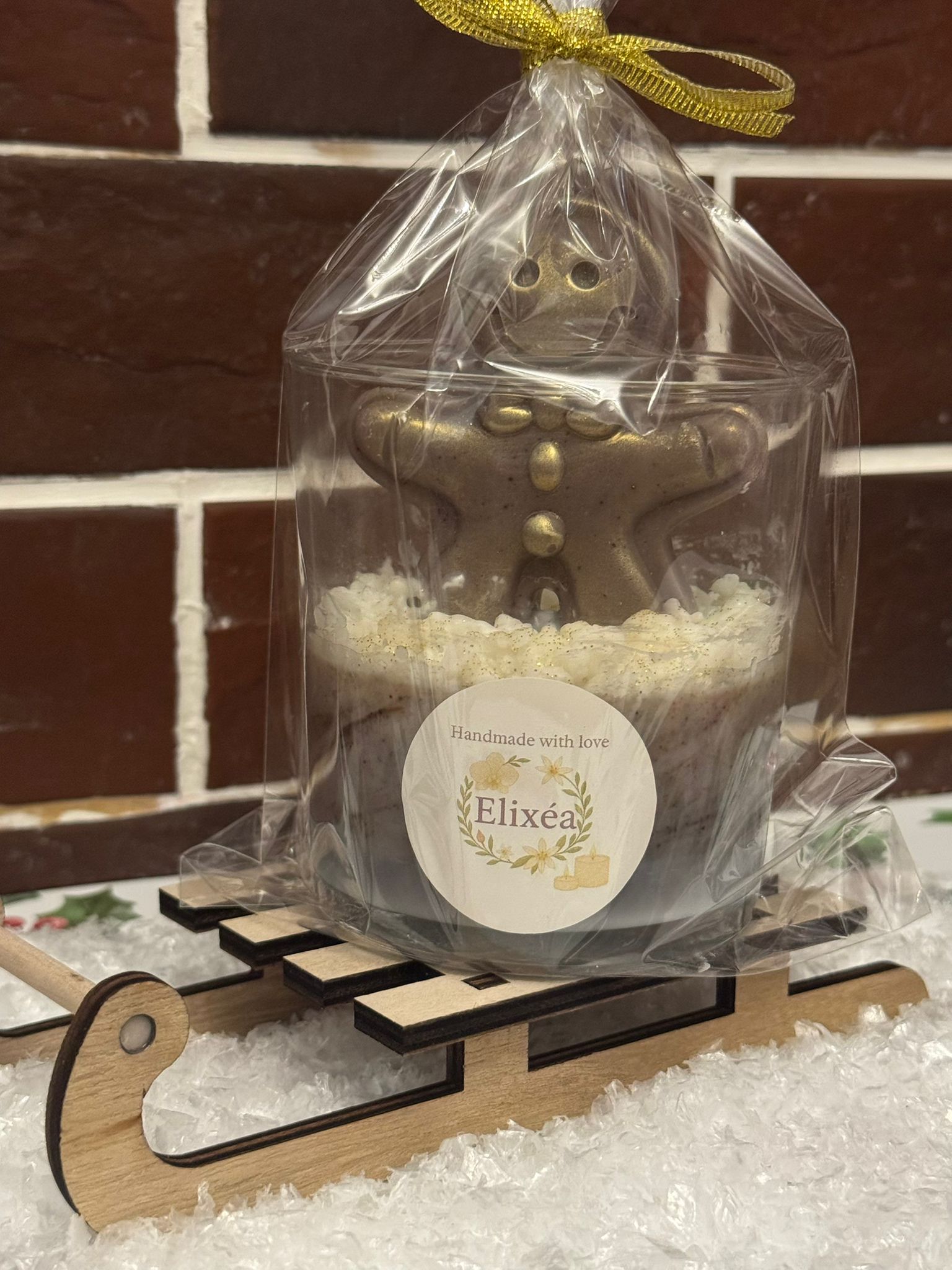 Lumânare Parfumată Artizanală Recipient Sticlă Model Figurine de Crăciun
